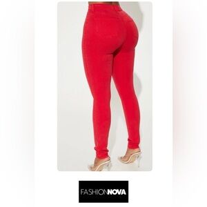 Fashion Nova Super High Waist Red Denim Skinny Jeans, Size 11, NWT